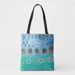 Bloemen abstracte kunst, jouw naam tote bag