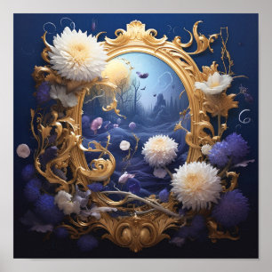 Bloemen abstracte nacht poster