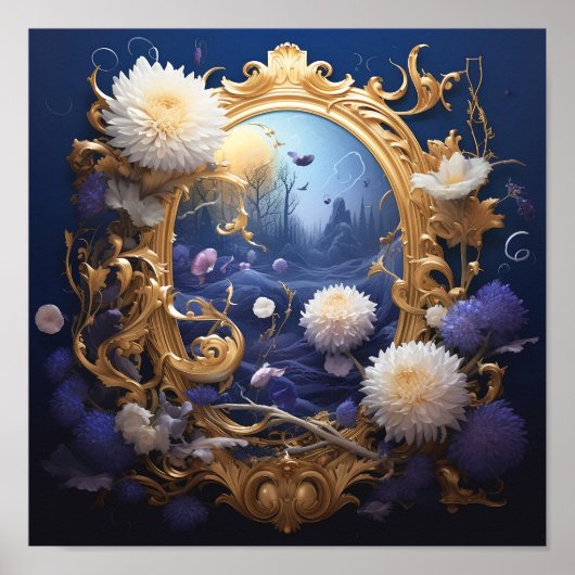 Bloemen abstracte nacht poster (Voorkant)