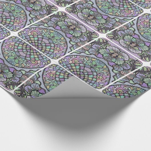 Bloemen abstracte paarse pansy mozaïekpatroon cadeaupapier (Hoek)