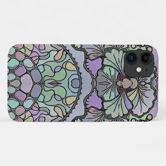 Bloemen abstracte paarse pansy mozaïekpatroon Case-Mate iPhone case (Achterkant (horizontaal))
