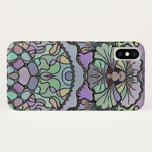 Bloemen abstracte paarse pansy mozaïekpatroon Case-Mate iPhone case (Achterkant (horizontaal))