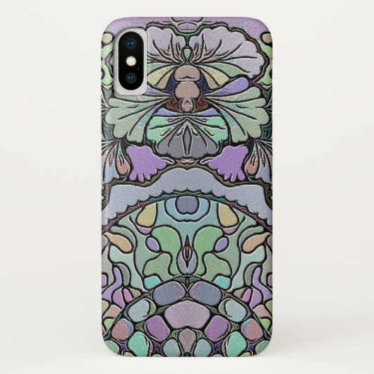 Bloemen abstracte paarse pansy mozaïekpatroon Case-Mate iPhone case (Achterkant)