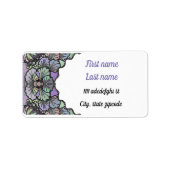 Bloemen abstracte paarse pansy mozaïekpatroon etiket (Voorkant)