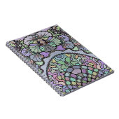 Bloemen abstracte paarse pansy mozaïekpatroon notitieboek (Rechterzijde)