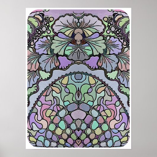 Bloemen abstracte paarse pansy mozaïekpatroon poster (Voorkant)