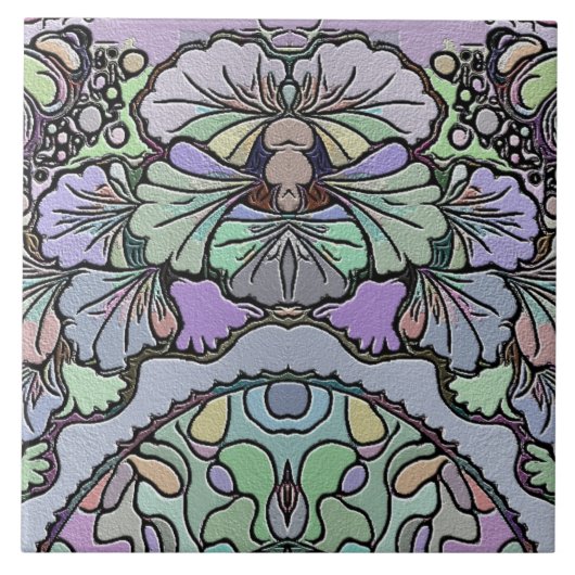 Bloemen abstracte paarse pansy mozaïekpatroon tegeltje (Voorkant)