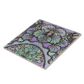 Bloemen abstracte paarse pansy mozaïekpatroon tegeltje (Zijkant)