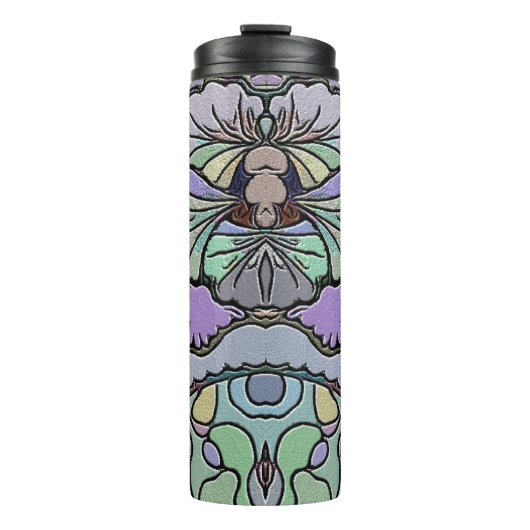 Bloemen abstracte paarse pansy mozaïekpatroon thermosbeker (Voorkant)
