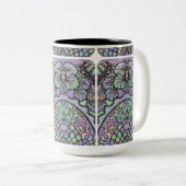 Bloemen abstracte paarse pansy mozaïekpatroon tweekleurige koffiemok (Voorkant rechts)