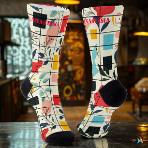 Bloemen Abstracte Sokken met modern geometrisch pa