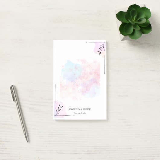 Bloemen Abstracte Waterverf gepersonaliseerd Post-it® Notes (Kantoor)