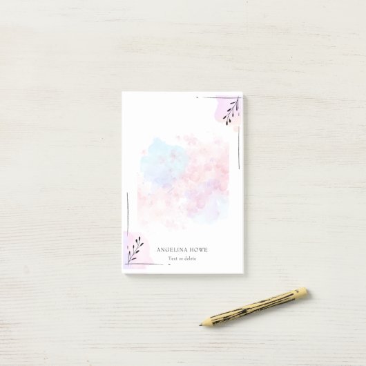 Bloemen Abstracte Waterverf gepersonaliseerd Post-it® Notes (Op bureau)