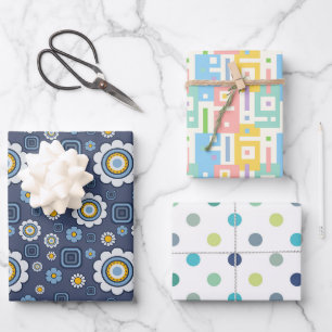 Bloemen, Abstracten En Stippen Inpakpapier Vel