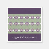 Bloemen Accented Paarse en Groen Servet (Voorkant)