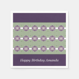 Bloemen Accented Paarse en Groen Servet