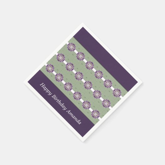 Bloemen Accented Paarse en Groen Servet (Hoek)