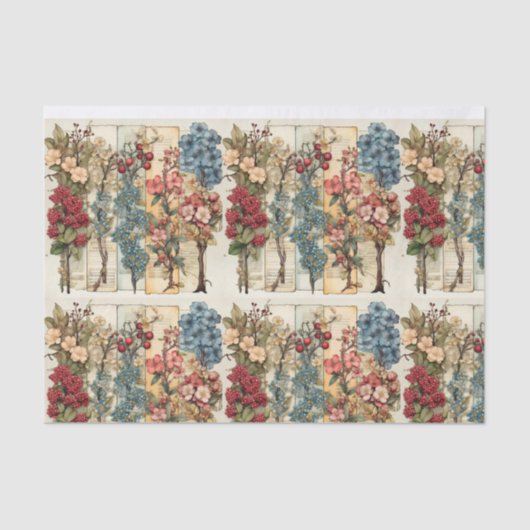  Bloemen Achtergrond Collage en Decoupage Tissuepapier (Voorkant)
