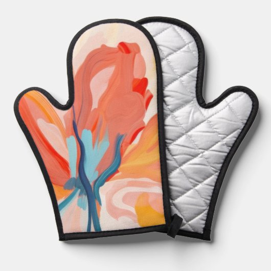 Bloemen achtergronden abstract schilderij ovenwant (Voorkant / Achterkant)