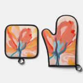 Bloemen achtergronden abstract schilderij ovenwant & pannenlap set (Voorkant)