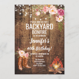 Bloemen Achtertuin Bonfire Verjaardagsfeest Kaart