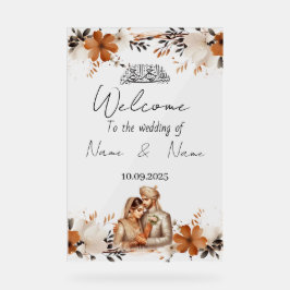 Bloemen acryl bruiloft teken bord