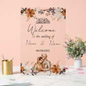 Bloemen acryl bruiloft teken bord (Huwelijk)
