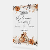 Bloemen acryl bruiloft teken bord (Hoek)