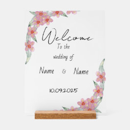 Bloemen acryl bruiloft teken bord