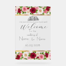 Bloemen acryl bruiloft teken bord