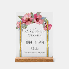 Bloemen acryl bruiloft teken bord