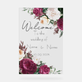 Bloemen acryl bruiloft teken bord