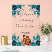 Bloemen acryl bruiloft teken bord (Huwelijk)