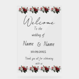 Bloemen acryl bruiloft teken bord