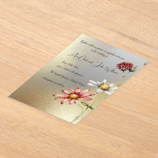 Bloemen Acryl bruiloft uitnodiging (Laagn)