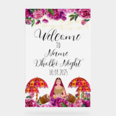 Bloemen acryl Dholki nachtteken Bord (Voorkant)