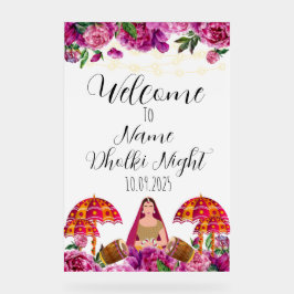 Bloemen acryl Dholki nachtteken Bord