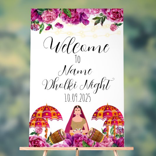 Bloemen acryl Dholki nachtteken Bord (Neutraal)