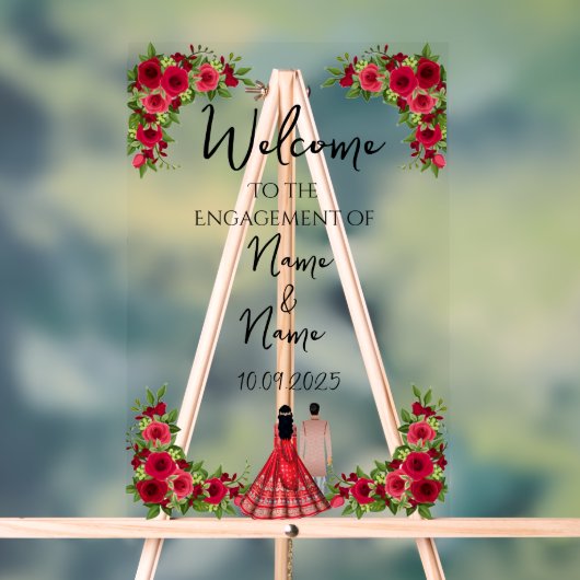 Bloemen acryl Verloving teken Bord (Neutraal)