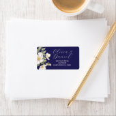 Bloemen Adresetiketten Stickers Navy Cream Bruilof (Insitu)