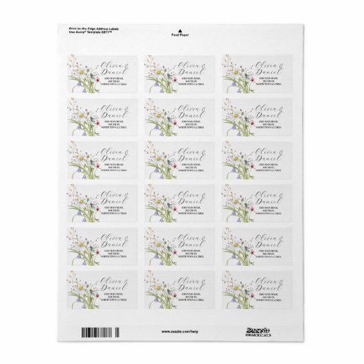 Bloemen Adresetiketten Wildbloemen Lente bruiloft Etiket (Full Sheet)
