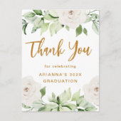 Bloemen Afstudeer Bedankt Script Wit Briefkaart (Voorkant)