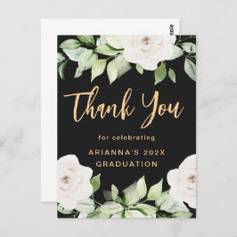 Bloemen Afstudeer Bedankt Script Zwart Briefkaart
