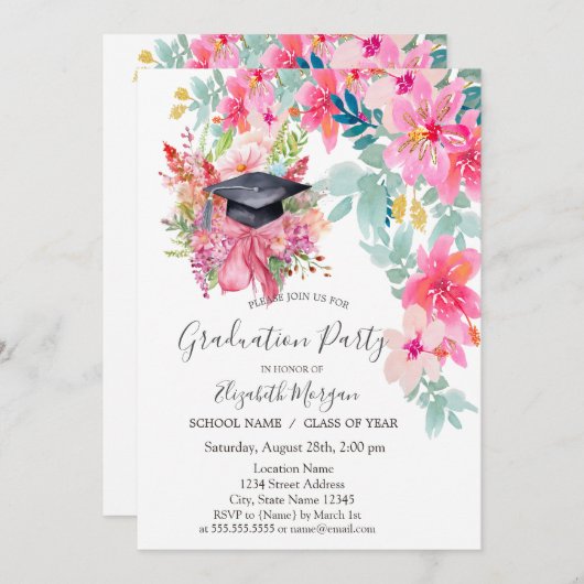 Bloemen Afstudeerder Pet, Afstuderen Kaart (Voorkant / Achterkant)