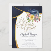 Bloemen afstudeerhoed, Blauwe Afstuderen Kaart (Voorkant)