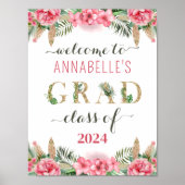 Bloemen Afstuderen Luau Klasse van 2024 Welkom Poster (Voorkant)