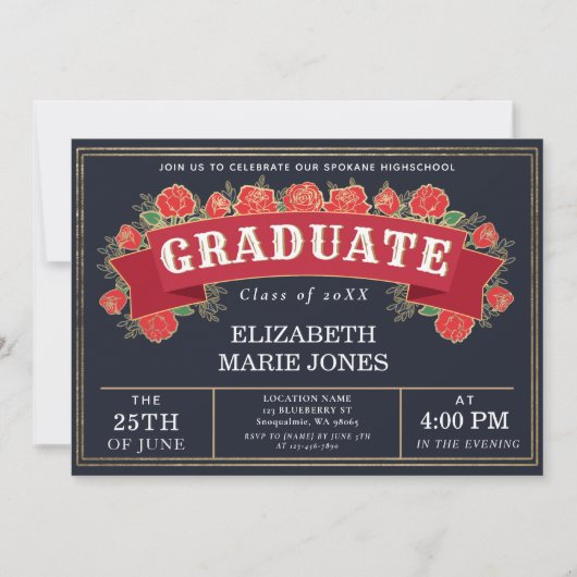 Bloemen Afstuderen Party Uitnodiging (Voorkant)