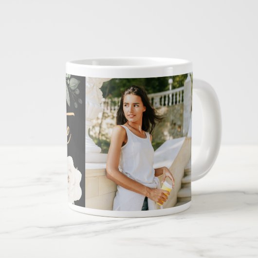  Bloemen Afstuderen Script Foto Zwart Grote Koffiekop (Voorkant rechts)