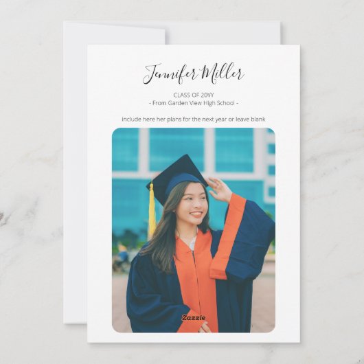 Bloemen afstuderen zwart en wit feestdagenkaart (Achterkant)