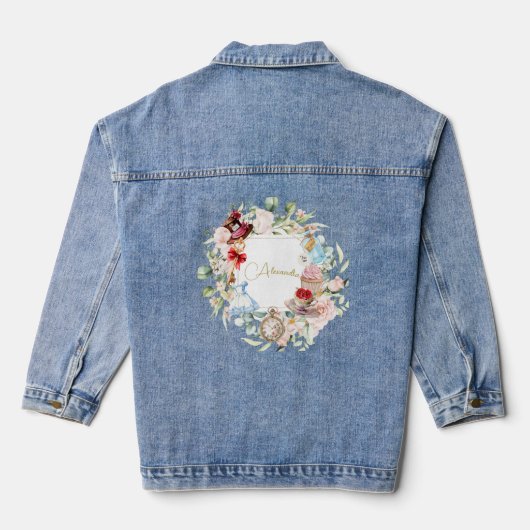 Bloemen Alice in Wonderland Persoonlijk Denim Jacket (Achterkant)